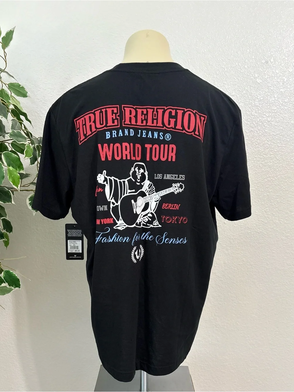True Religion Black Graphic 'World Tour' Backprint Tee
